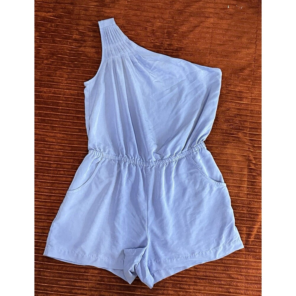 Banana Republic women's sz 8 periwinkle blue/purple one shoulder shorts romper